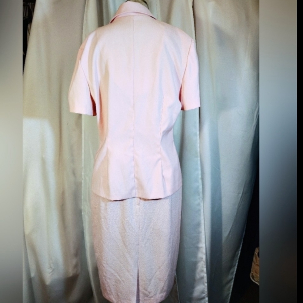 Sag Harbor Skirt+Jacket: Lisa Jo BttnUp Jacket, Shrt Sleeve, Collar+Midi Skirt,L - Picture 4 of 13